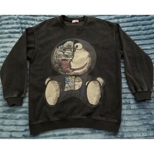 Baleno Doraemon Anime Robot Unique Graphic Crewneck Sweatshirt Black Washed